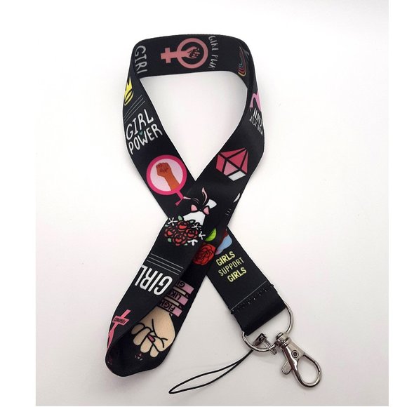 Feminist Girl Power Lanyard BLACK - Picture 1 of 4